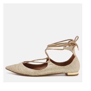Aquazurra Lace-up Christy Flat in Gold (35 EUR)